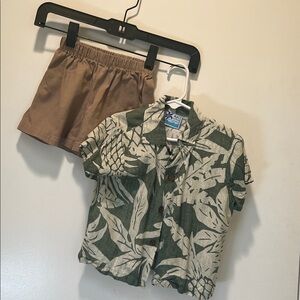 Kids Green Leaf Print Shirt by Hawaii